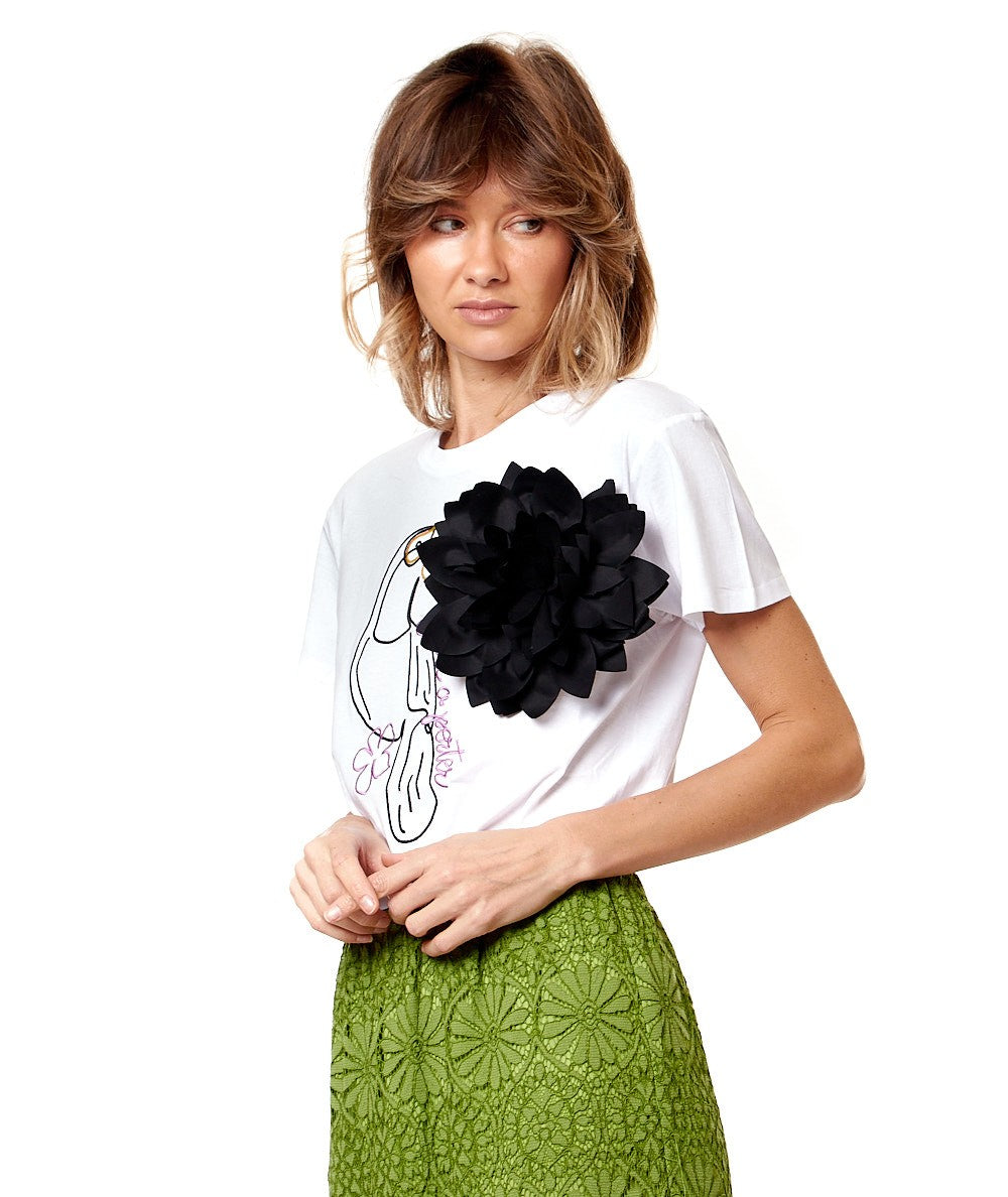 SHIRTAPORTER T-SHIRT CON TUCANO RICAMATO TS3261 BIANCO