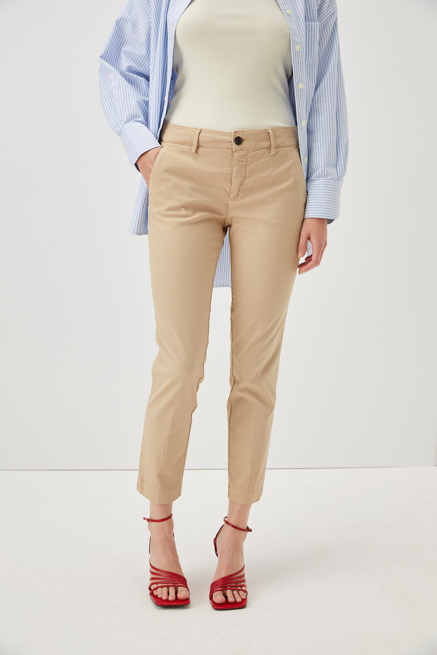 ROY ROGER'S PANTALONE FLOW IN GABARDINA RND057P3810127 BEIGE