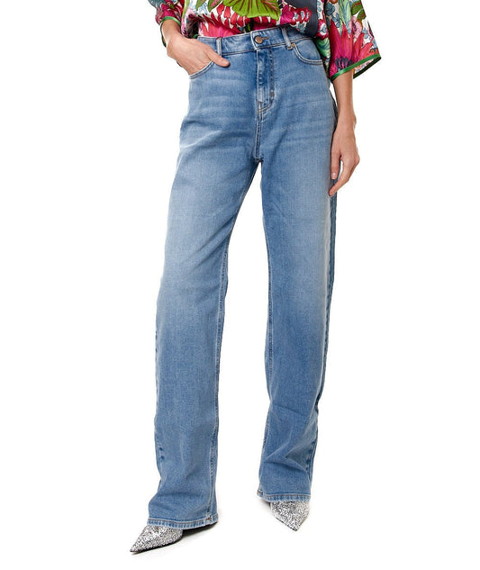 MAX MARA STUDIO JEANS WIDE LEG GINETTA DENIM CHIARO