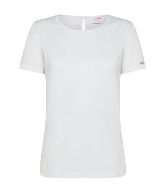 SUN68 T-SHIRT IN COTONE MIXED FABRIC T34221 BIANCO