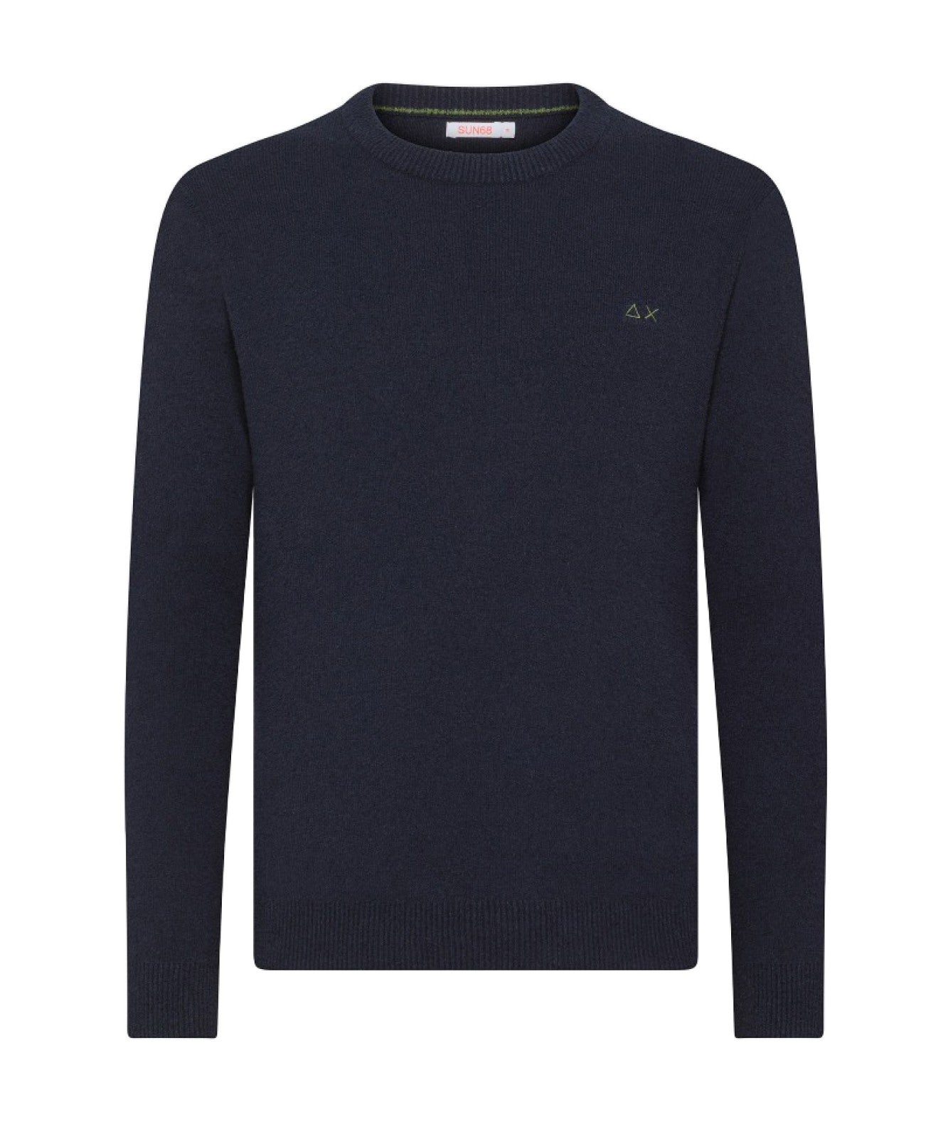 SUN68 MAGLIA IN COTONE ROUND NECK BOUCLE K34125 BLU NAVY