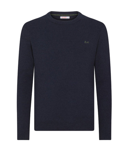 SUN68 MAGLIA IN COTONE ROUND NECK BOUCLE K34125 BLU NAVY