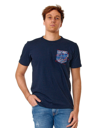 BOB T-SHIRT IN COTONE CON TASCHINO POCKET BLU