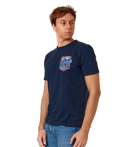 BOB T-SHIRT IN COTONE CON TASCHINO POCKET BLU