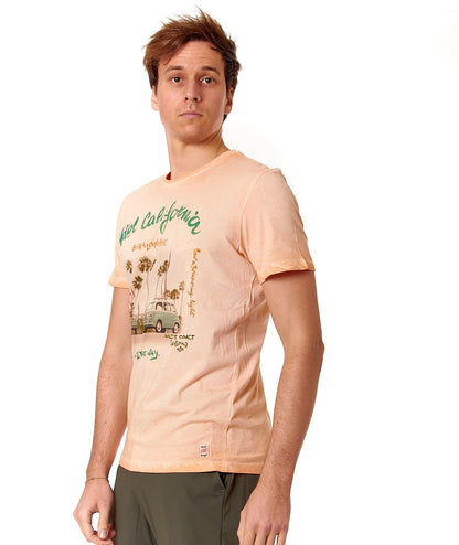 BOB T-SHIRT IN COTONE CON STAMPA VINTAGE PHOTOS PRINT45 ALBICOCCA