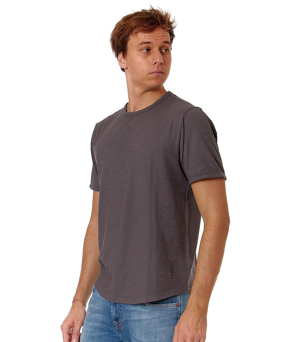 SUN68 T-SHIRT GIROCOLLO STONDATA T34118 ANTRACITE