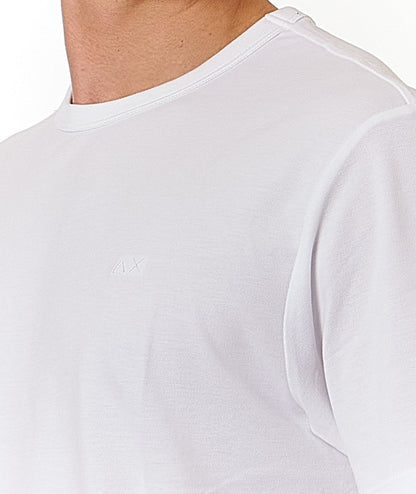 SUN68 T-SHIRT IN COTONE OPERATO T34127 BIANCO