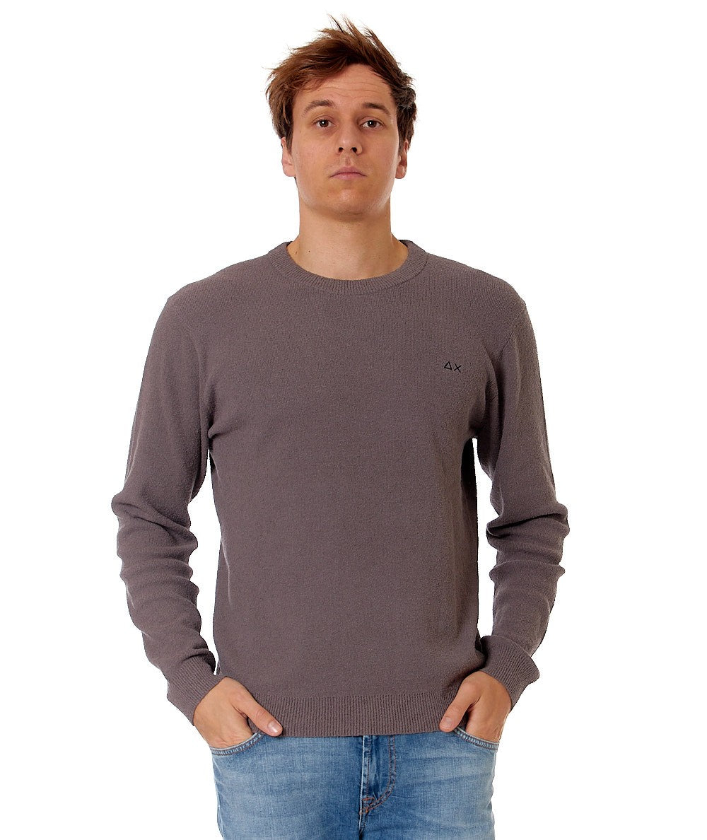 SUN68 MAGLIA IN COTONE ROUND NECK BOUCLE K34125 ANTRACITE