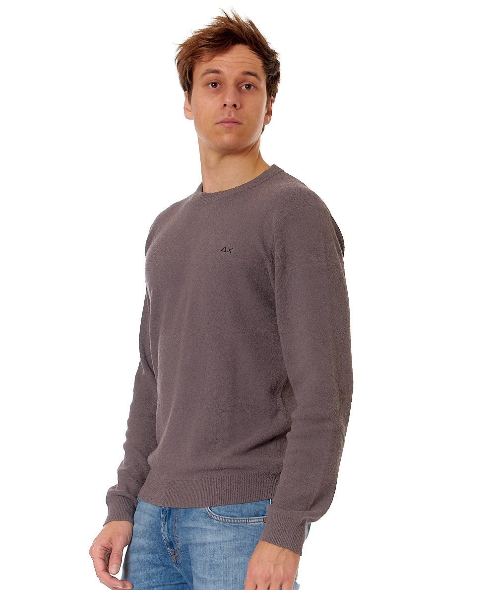 SUN68 MAGLIA IN COTONE ROUND NECK BOUCLE K34125 ANTRACITE