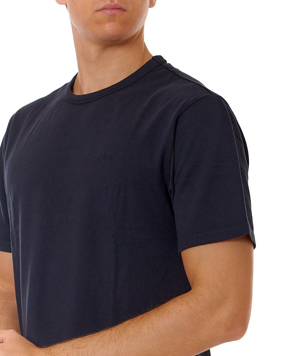 SUN68 T-SHIRT IN COTONE OPERATO T34127 BLU NAVY