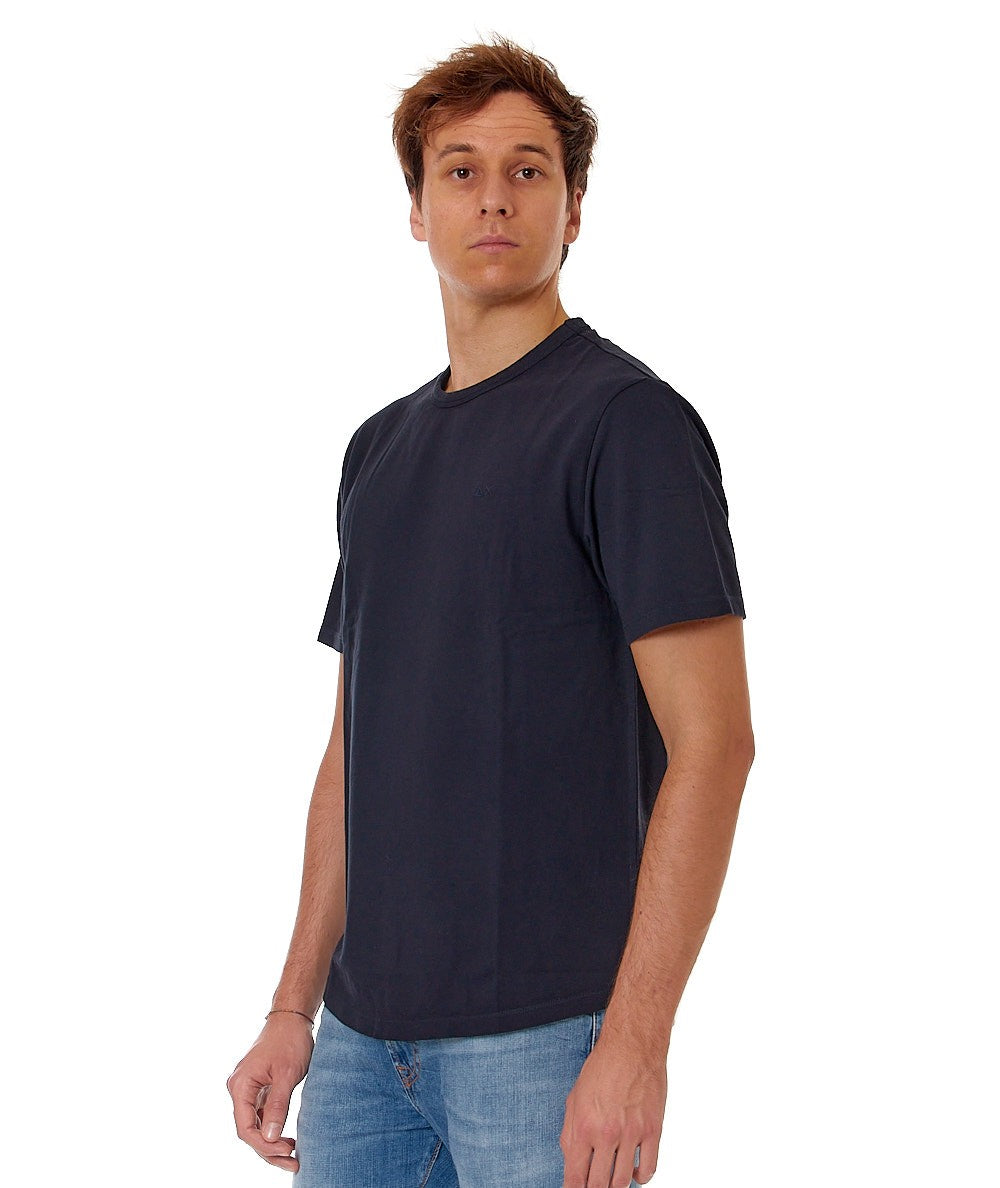 SUN68 T-SHIRT IN COTONE OPERATO T34127 BLU NAVY