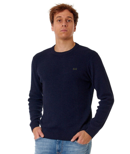 SUN68 MAGLIA IN COTONE ROUND NECK BOUCLE K34125 BLU NAVY