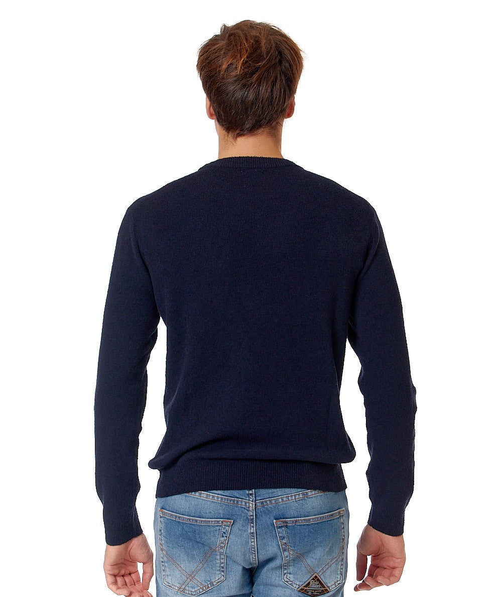 SUN68 MAGLIA IN COTONE ROUND NECK BOUCLE K34125 BLU NAVY