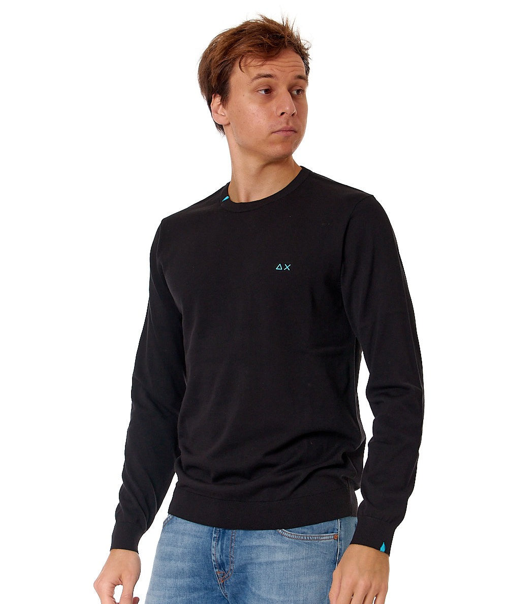 SUN68 MAGLIA GIROCOLLO IN COTONE K34101 NERO