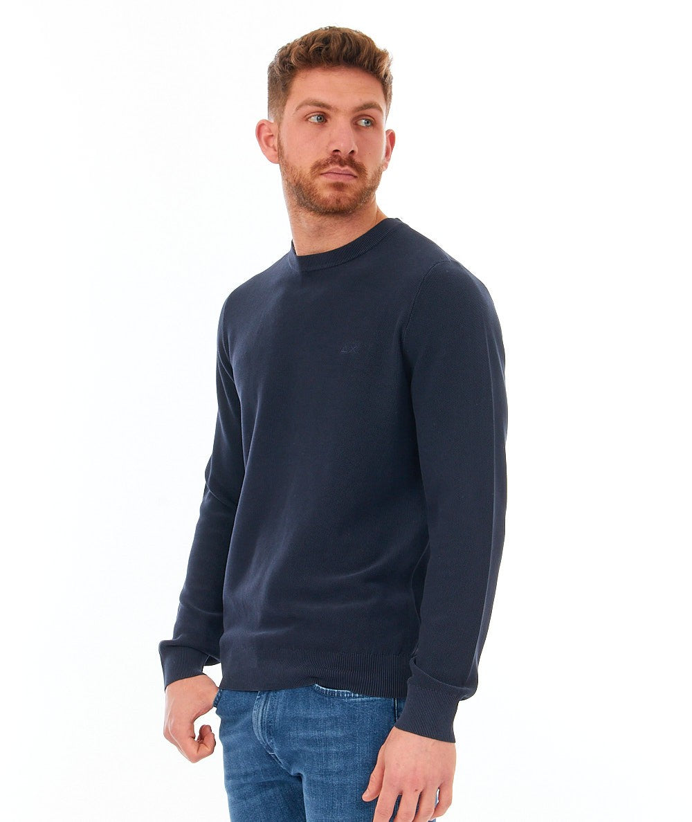 SUN68 MAGLIA GIROCOLLO IN COTONE PUNTO RISO K34118 BLU NAVY