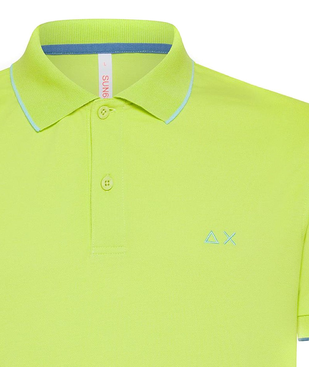 SUN68 POLO CON PROFILO SOTTILE SUL COLLETTO A34113 LIME