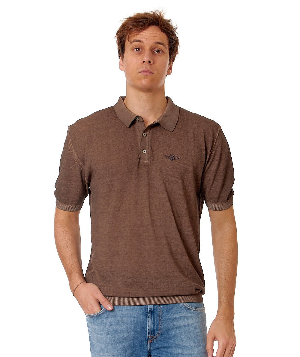 AERONAUTICA MILITARE POLO IN MAGLIA DI COTONE MA1495L496 MARRONE