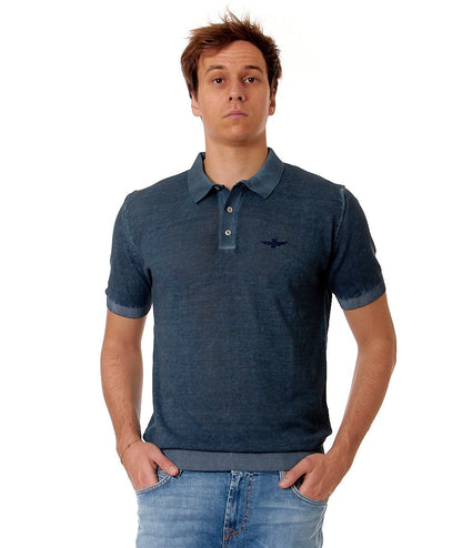 AERONAUTICA MILITARE POLO IN MAGLIA DI COTONE MA1495L496 BLU SCURO