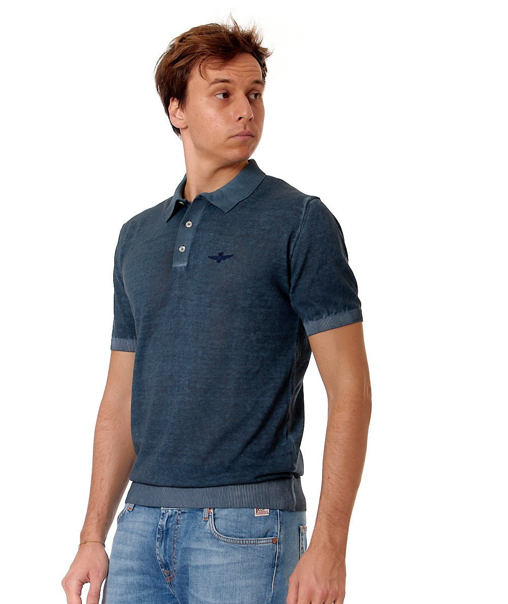 AERONAUTICA MILITARE POLO IN MAGLIA DI COTONE MA1495L496 BLU SCURO