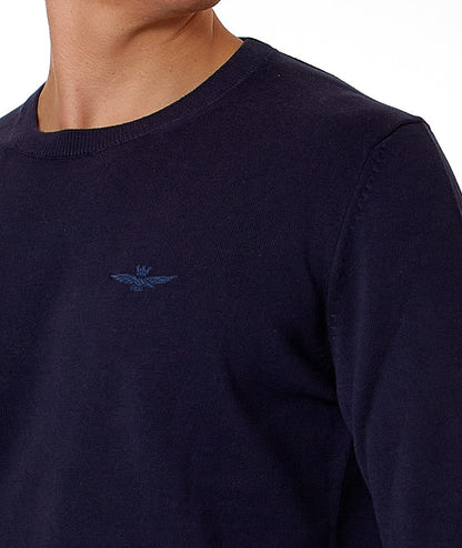 AERONAUTICA MILITARE MAGLIA GIROCOLLO IN COTONE MA1502L506 BLU NAVY