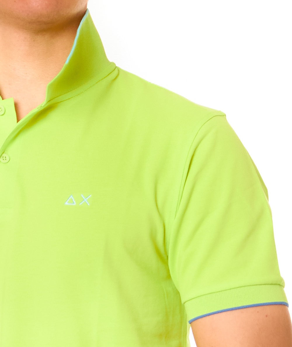 SUN68 POLO CON PROFILO SOTTILE SUL COLLETTO A34113 LIME