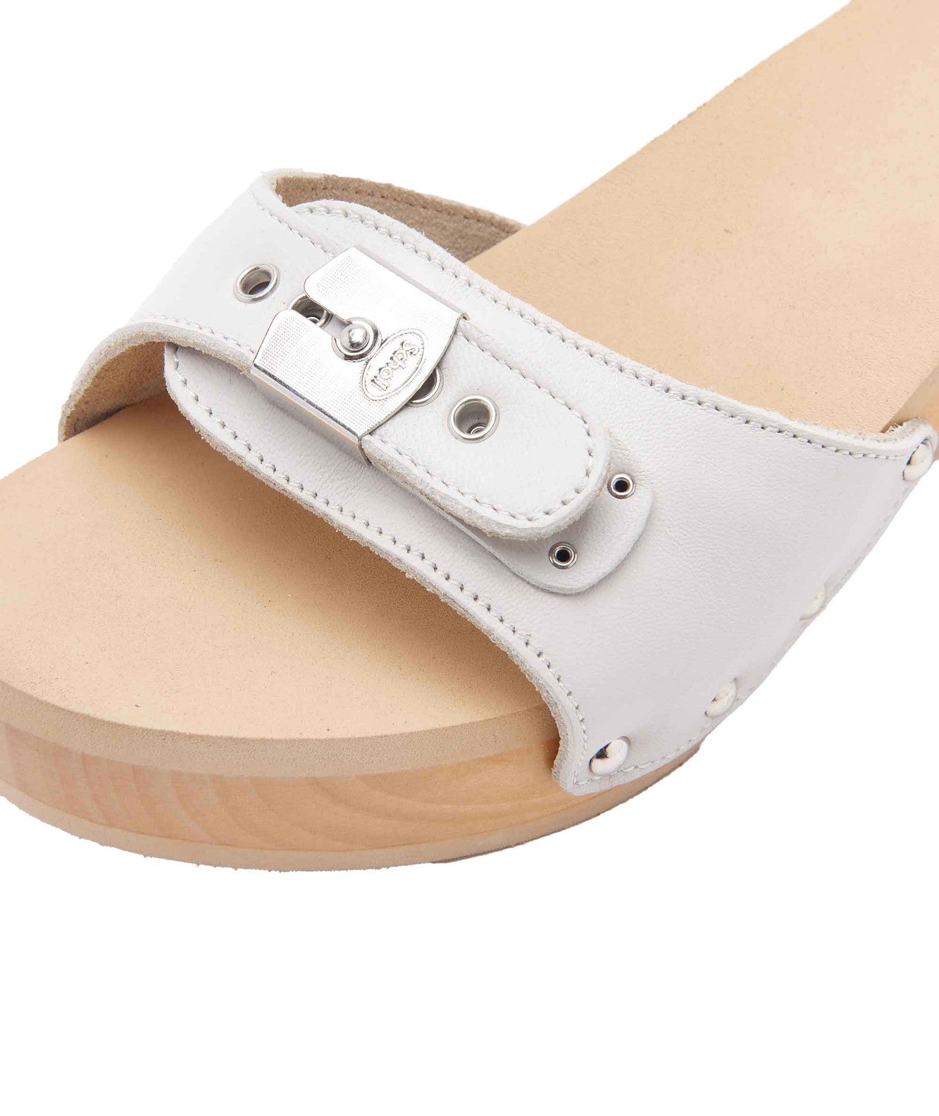 SCHOLL ZOCCOLI IN LEGNO E PELLE PESCURA IBIZA F294521065 BIANCO