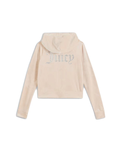 JUICY COUTURE FELPA CORTA IN VELLUTO MADDISON VIJH70194WPFJJ1 BEIGE