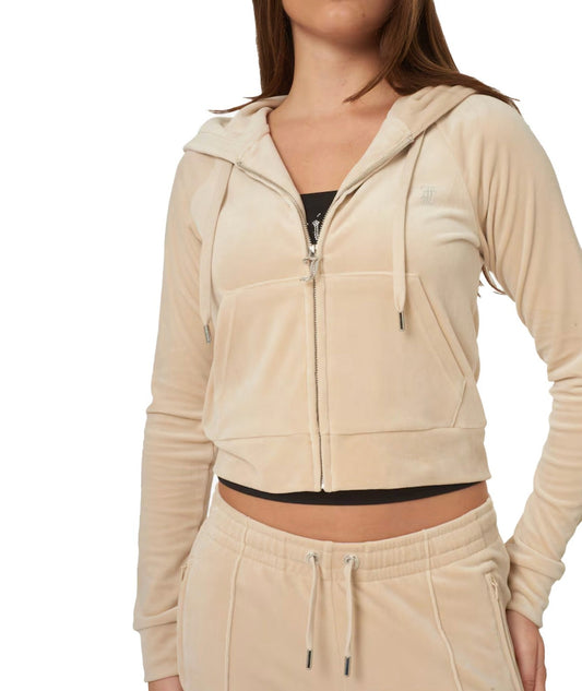 JUICY COUTURE FELPA CORTA IN VELLUTO MADDISON VIJH70194WPFJJ1 BEIGE