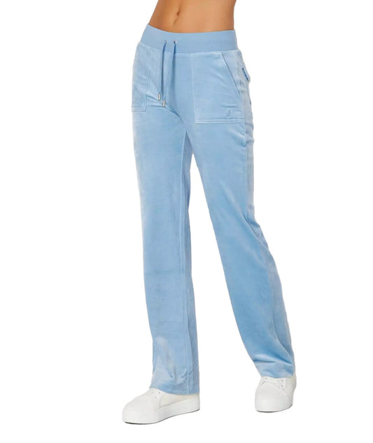 JUICY COUTURE PANTALONI FLARED IN VELLUTO CON TASCHE DEL RAY VEJB70002WPFJ09 AZZURRO POLVERE