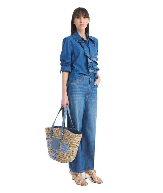 KAOS DENIM JEANS LEGGERI WIDE LEG QP6NA005 DENIM MEDIO