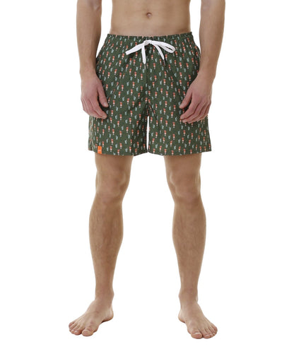 SUN68 BEACH PANTALONCINI DA MARE CON FANTASIA COCKTAIL H34127 VERDE MILITARE