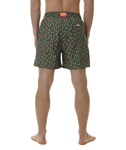 SUN68 BEACH PANTALONCINI DA MARE CON FANTASIA COCKTAIL H34127 VERDE MILITARE