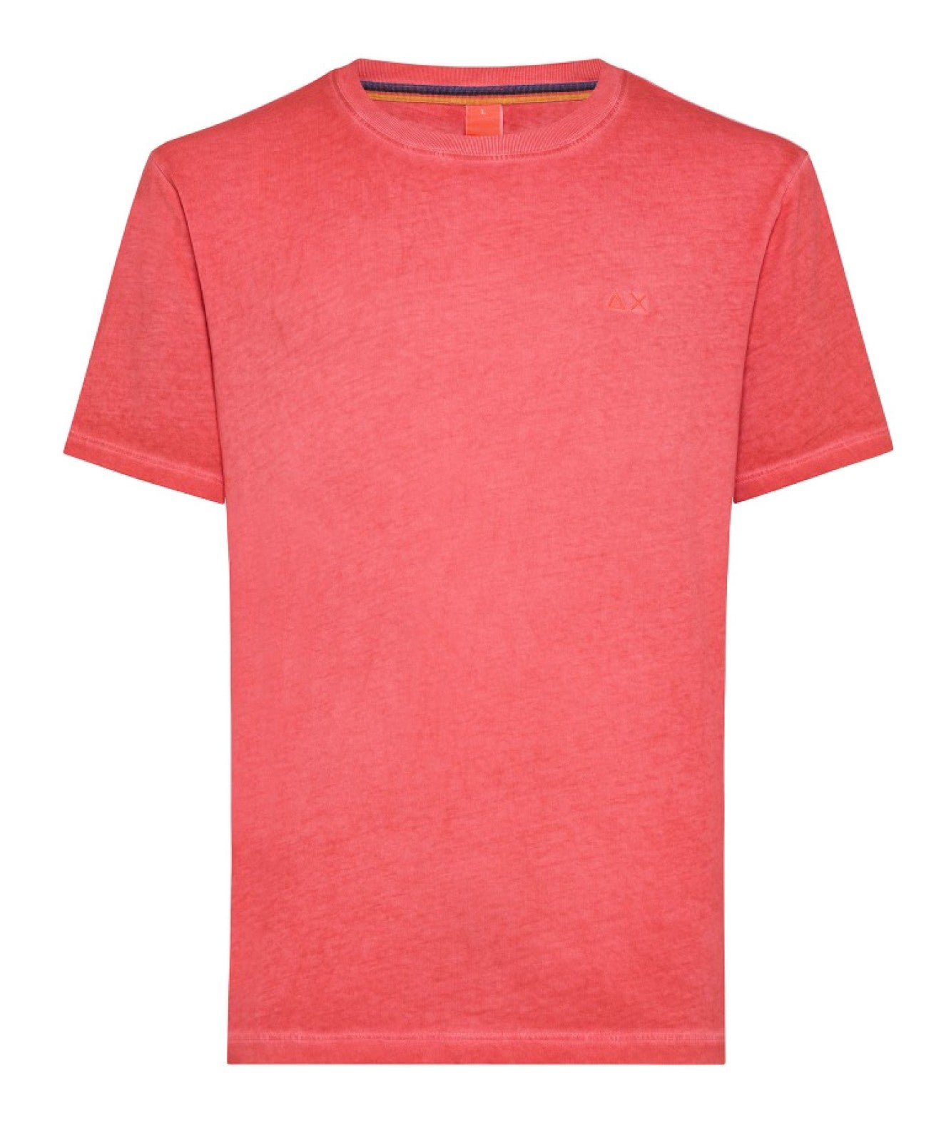 SUN68 BEACH T-SHIRT GIROCOLLO SPECIAL DYED T34145 LAMPONE