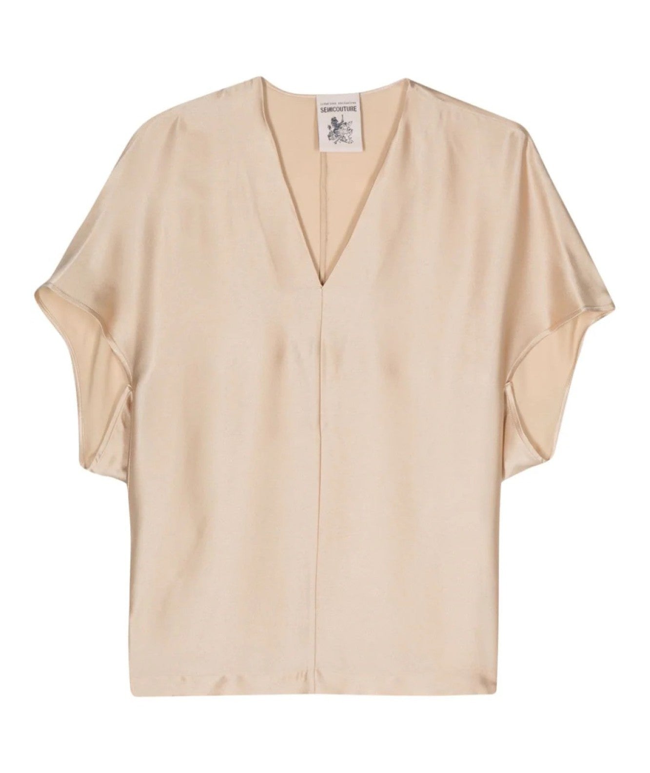 SEMICOUTURE BLUSA IN RASETTO GABRIELLE Y4SM03 CHAMPAGNE