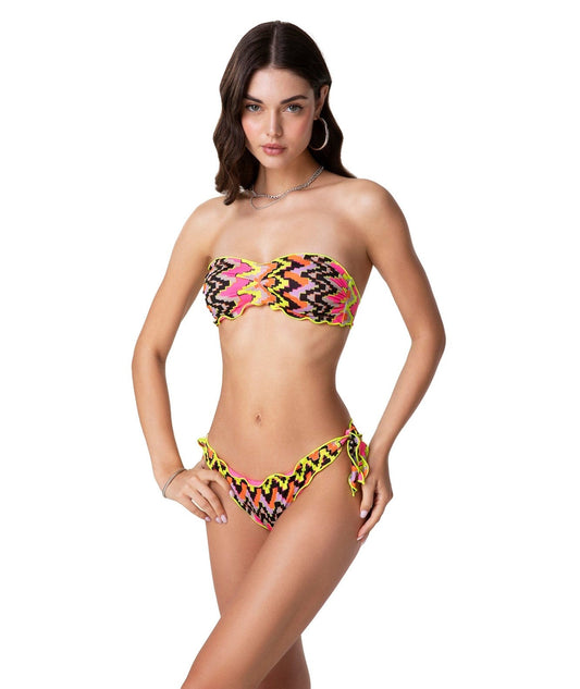 F**K BIKINI A FASCIA E SLIP ETNICO CON ARRICCIATURE FK24-1341X07 MULTICOLORE