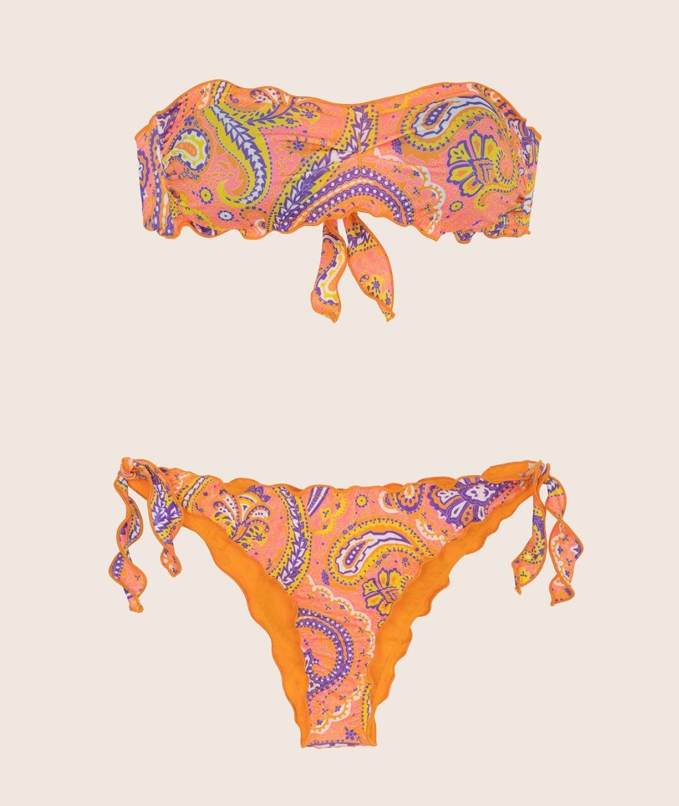 F**K BIKINI A FASCIA E SLIP CON ARRICCIATURE FK24-1341X11 ARANCIONE