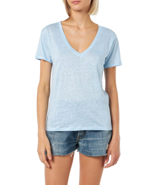 MC2 SAINT BARTH T-SHIRT IN LINO ELOISE ELOI001 AZZURRO