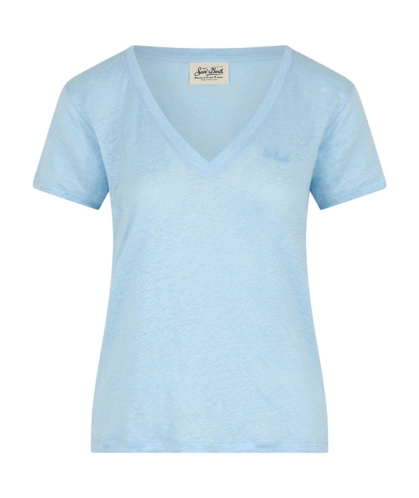 MC2 SAINT BARTH T-SHIRT IN LINO ELOISE ELOI001 AZZURRO