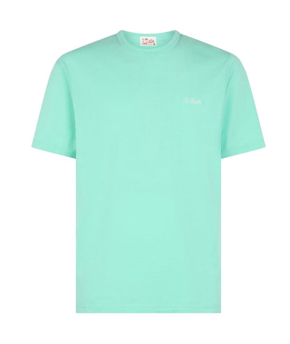 MC2 SAINT BARTH T-SHIRT CON LOGO RICAMATO DOVER DOV0001 VERDE ACQUA