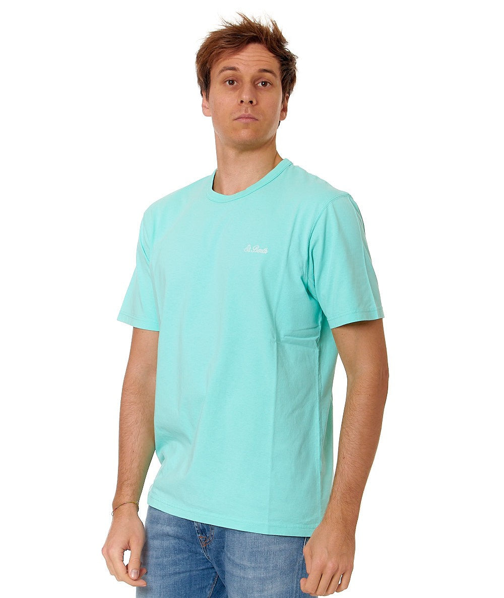 MC2 SAINT BARTH T-SHIRT CON LOGO RICAMATO DOVER DOV0001 VERDE ACQUA