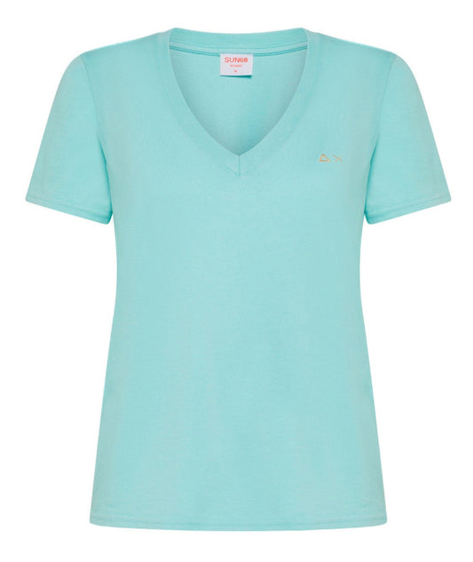 SUN68 T-SHIRT SCOLLO A V T34202 ACQUA