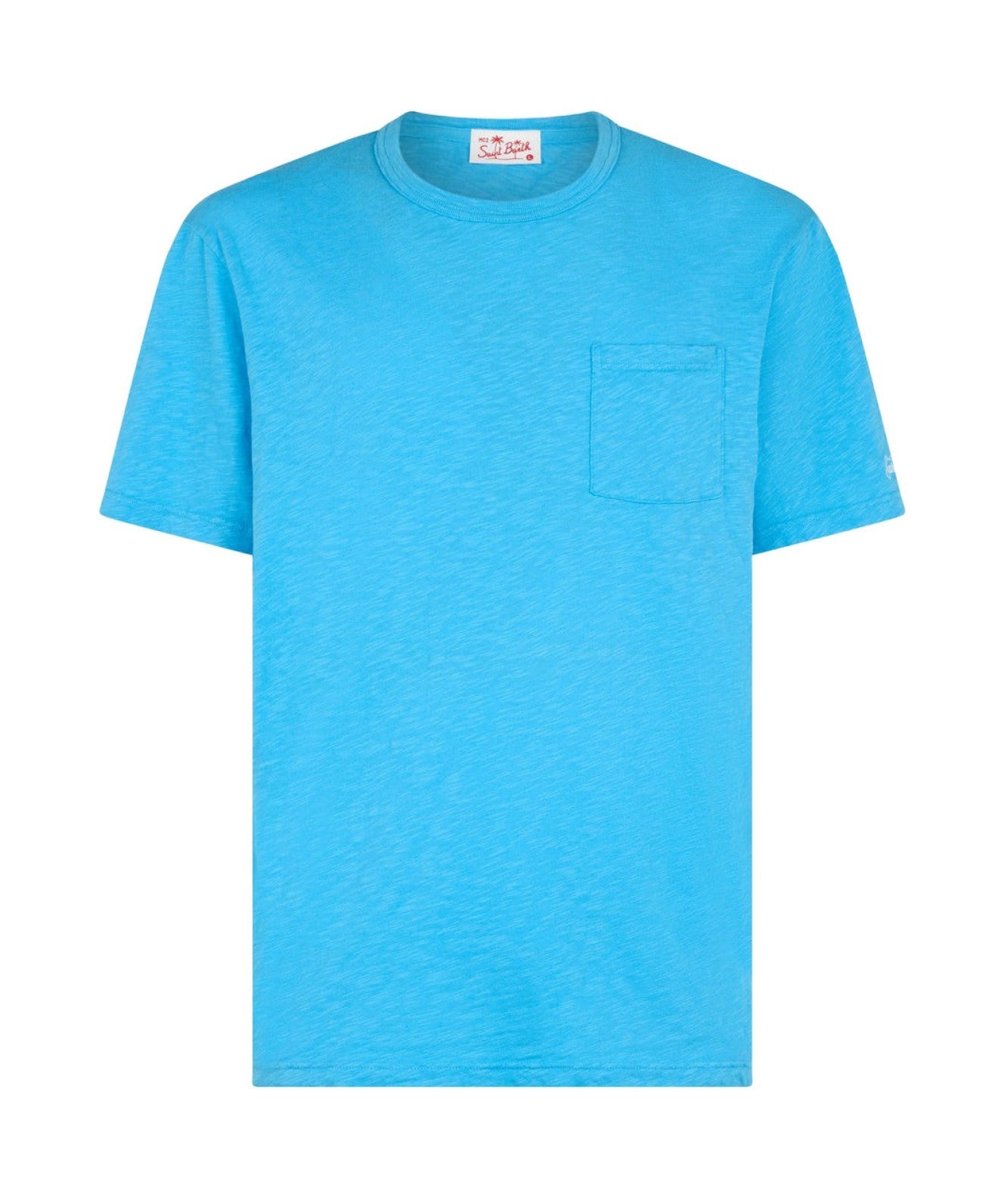 MC2 SAINT BARTH T-SHIRT IN COTONE FIAMMATO PRESIDENT PRE0001 AZZURRO