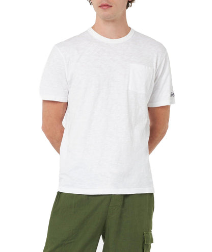 MC2 SAINT BARTH T-SHIRT IN COTONE FIAMMATO PRESIDENT PRE0001 BIANCO