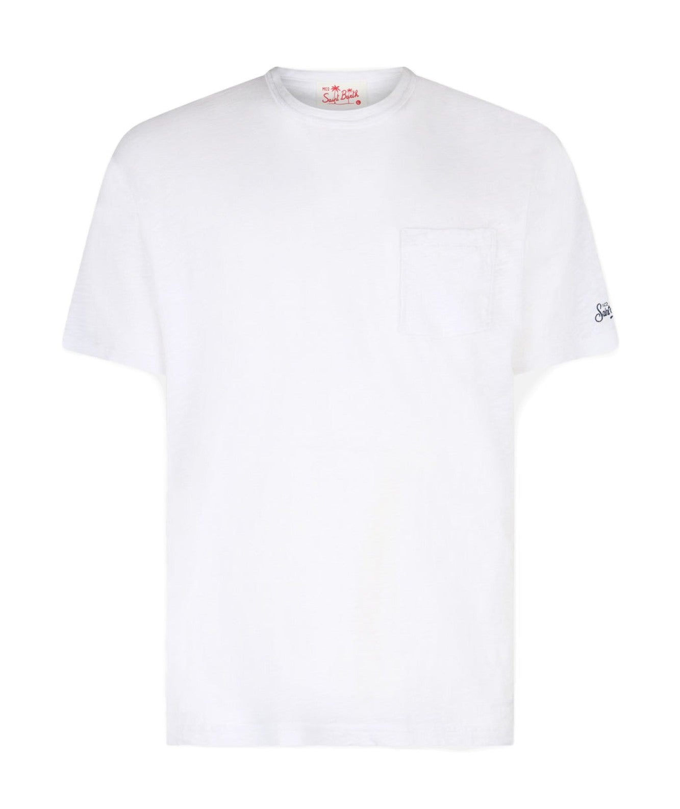 MC2 SAINT BARTH T-SHIRT IN COTONE FIAMMATO PRESIDENT PRE0001 BIANCO