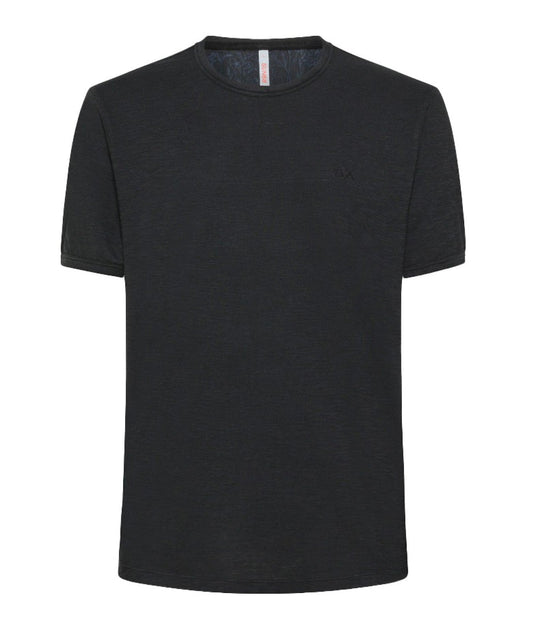 SUN68 T-SHIRT GIROCOLLO STONDATA T34118 NERO