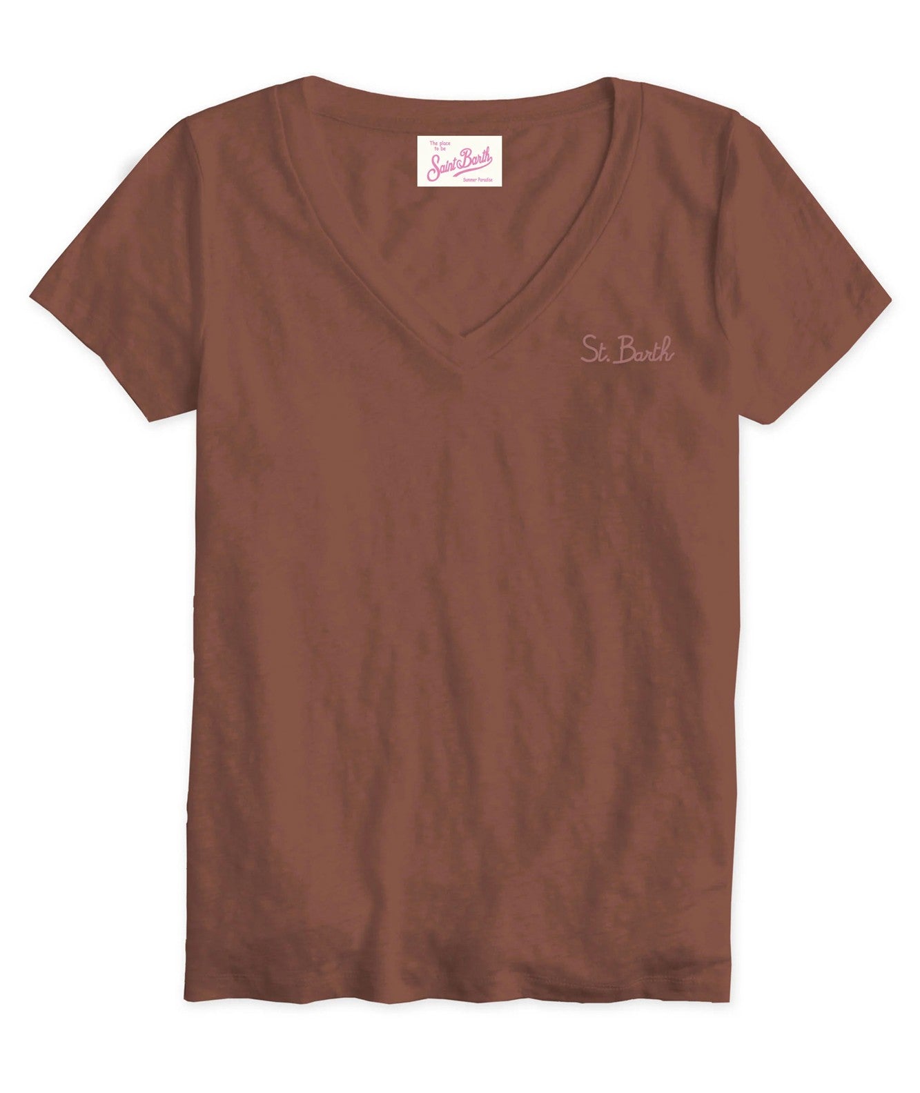 MC2 SAINT BARTH T-SHIRT IN LINO ELOISE ELOI001 MARRONE