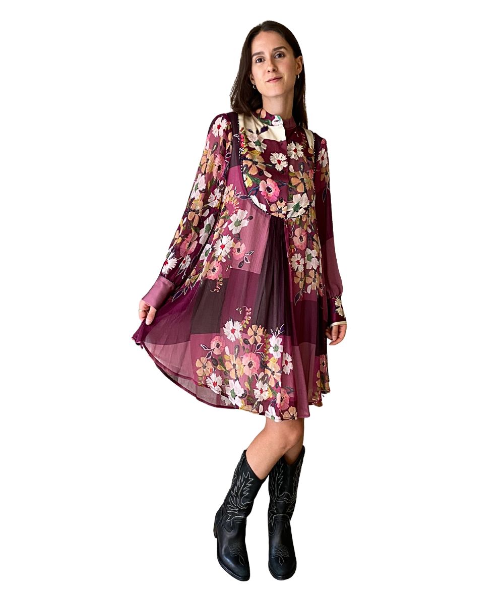 SHIRTAPORTER Abito Corto Mix Fantasia Bouquet DR3701CRP