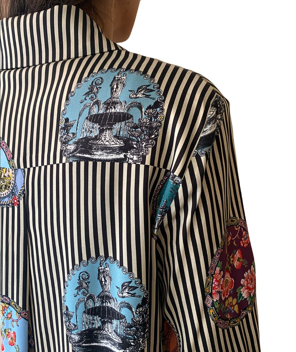 SHIRTAPORTER Blusa in Raso Fantasia Cammei SH3765