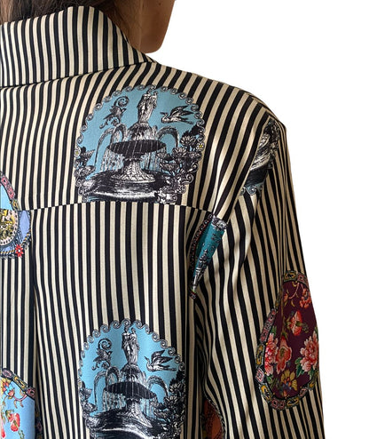 SHIRTAPORTER Blusa in Raso Fantasia Cammei SH3765