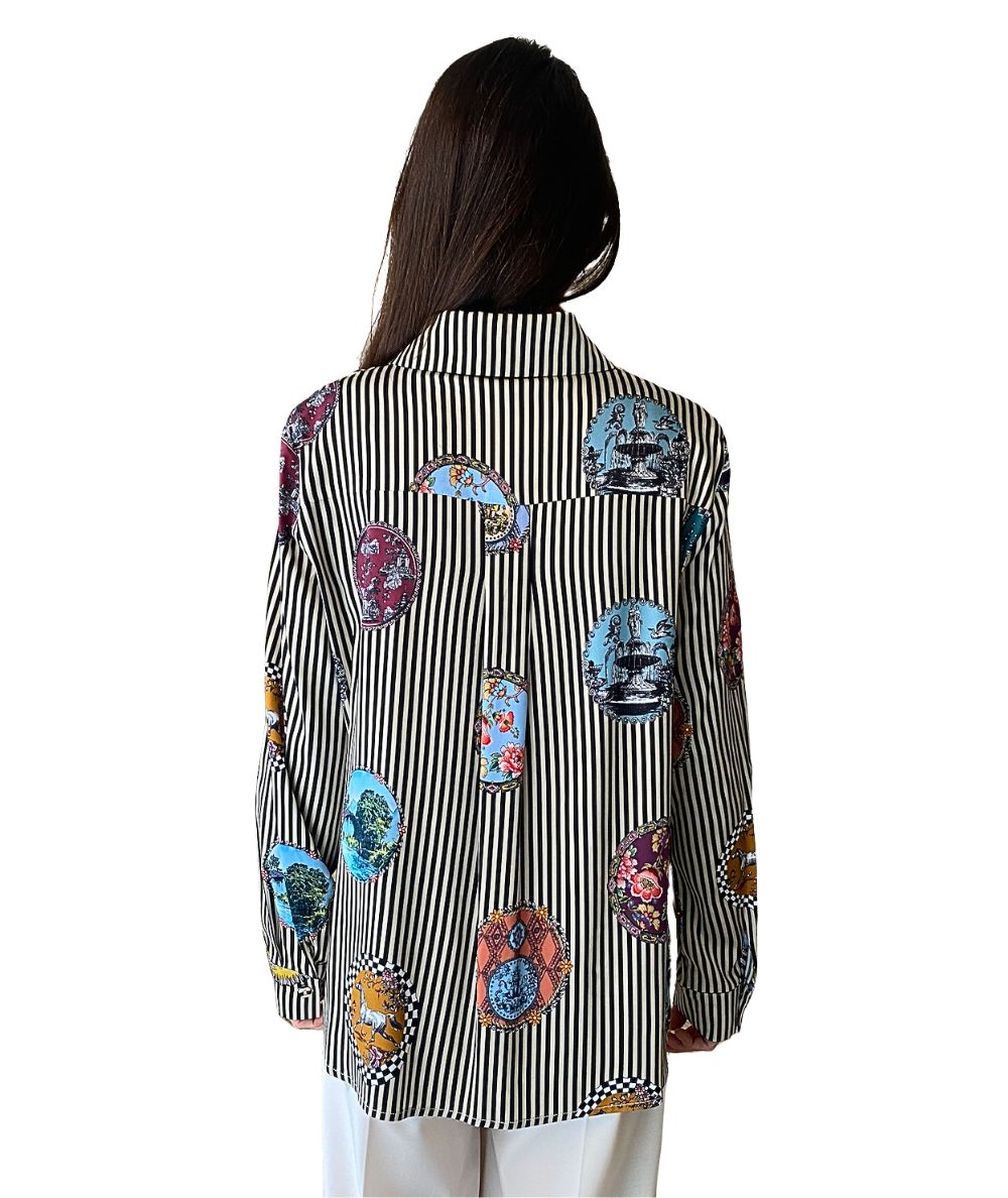 SHIRTAPORTER Blusa in Raso Fantasia Cammei SH3765